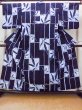 Photo1: O0826P Vintage Japanese kimono  Dark Indigo Blue YUKATA summer(made in Japan) for women / Cotton. Bamboo leaf,   (Grade B) (1)