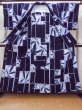 Photo2: O0826P Vintage Japanese kimono  Dark Indigo Blue YUKATA summer(made in Japan) for women / Cotton. Bamboo leaf,   (Grade B) (2)