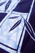 Photo8: O0826P Vintage Japanese kimono  Dark Indigo Blue YUKATA summer(made in Japan) for women / Cotton. Bamboo leaf,   (Grade B) (8)