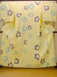 Photo1: O0826Q Vintage Japanese kimono  Pale Yellow YUKATA summer(made in Japan) for women / Cotton. Flower   (Grade B) (1)