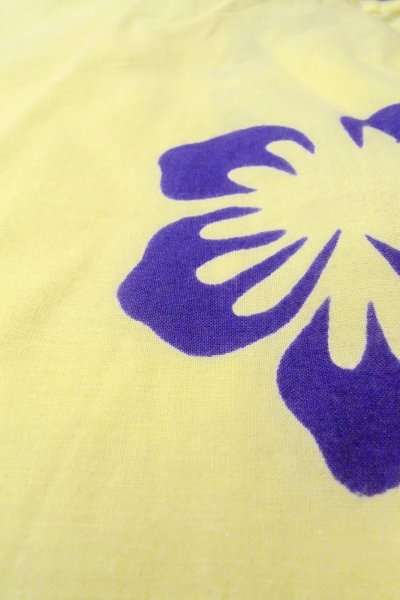 Photo9: O0826Q Vintage Japanese kimono  Pale Yellow YUKATA summer(made in Japan) for women / Cotton. Flower   (Grade B) (9)