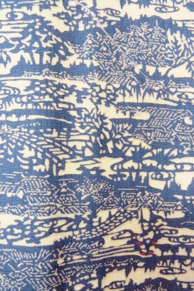 Photo7: O0826R Vintage Japanese kimono  Grayish Blue KOMON dyed for women / Silk. House,   (Grade C) (7)