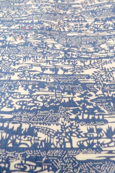 Photo9: O0826R Vintage Japanese kimono  Grayish Blue KOMON dyed for women / Silk. House,   (Grade C) (9)