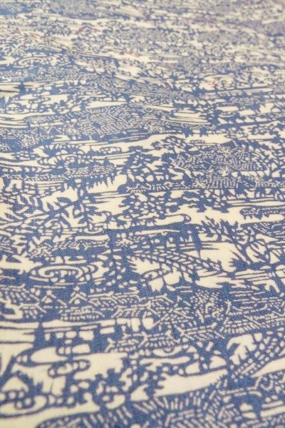 Photo10: O0826R Vintage Japanese kimono  Grayish Blue KOMON dyed for women / Silk. House,   (Grade C) (10)