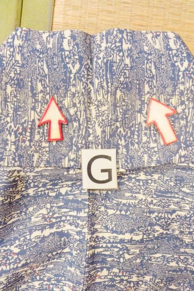 Photo20: O0826R Vintage Japanese kimono  Grayish Blue KOMON dyed for women / Silk. House,   (Grade C) (20)