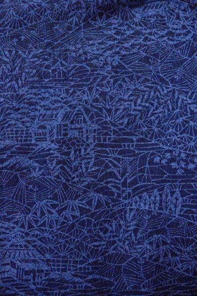 Photo3: O0826S Vintage Japanese kimono   Indigo Blue KOMON dyed for women / Silk. Bamboo leaf,   (Grade B) (3)