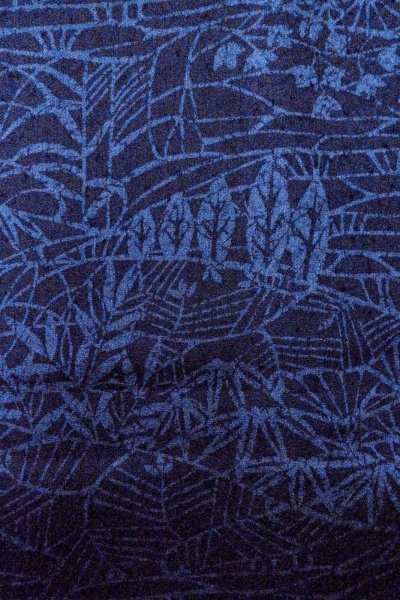 Photo6: O0826S Vintage Japanese kimono   Indigo Blue KOMON dyed for women / Silk. Bamboo leaf,   (Grade B) (6)