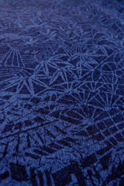 Photo10: O0826S Vintage Japanese kimono   Indigo Blue KOMON dyed for women / Silk. Bamboo leaf,   (Grade B) (10)