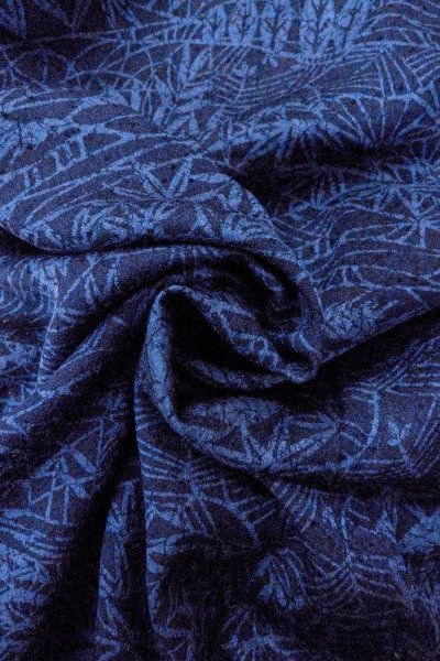 Photo12: O0826S Vintage Japanese kimono   Indigo Blue KOMON dyed for women / Silk. Bamboo leaf,   (Grade B) (12)