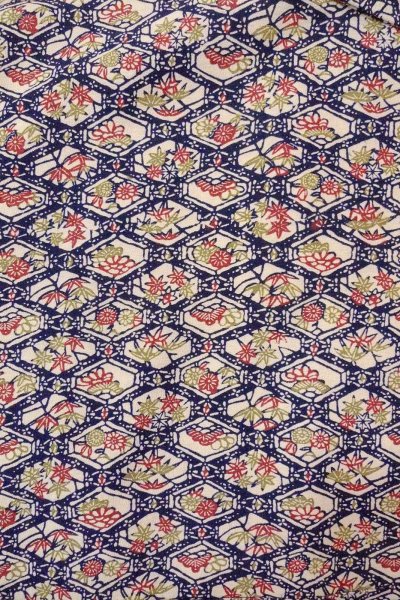 Photo3: O0826T Vintage Japanese kimono  Dark Multi Color KOMON dyed for women / Silk. Flower, There are stains on the lining  (Grade C) (3)