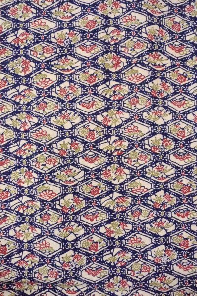 Photo4: O0826T Vintage Japanese kimono  Dark Multi Color KOMON dyed for women / Silk. Flower, There are stains on the lining  (Grade C) (4)