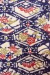 Photo7: O0826T Vintage Japanese kimono  Dark Multi Color KOMON dyed for women / Silk. Flower, There are stains on the lining  (Grade C) (7)
