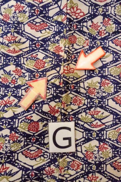 Photo20: O0826T Vintage Japanese kimono  Dark Multi Color KOMON dyed for women / Silk. Flower, There are stains on the lining  (Grade C) (20)