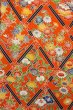 Photo5: Mint O0826V Vintage Japanese kimono  Vivid Orange KOMON dyed for women / Silk. Peony,   (Grade A) (5)