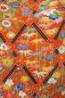 Photo6: Mint O0826V Vintage Japanese kimono  Vivid Orange KOMON dyed for women / Silk. Peony,   (Grade A) (6)