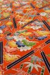 Photo8: Mint O0826V Vintage Japanese kimono  Vivid Orange KOMON dyed for women / Silk. Peony,   (Grade A) (8)