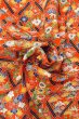 Photo11: Mint O0826V Vintage Japanese kimono  Vivid Orange KOMON dyed for women / Silk. Peony,   (Grade A) (11)