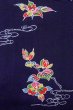 Photo3: O0826W Vintage Japanese kimono  Dark Indigo Blue KOMON dyed for women / Silk. Flower,   (Grade B) (3)