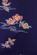 Photo4: O0826W Vintage Japanese kimono  Dark Indigo Blue KOMON dyed for women / Silk. Flower,   (Grade B) (4)