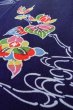 Photo8: O0826W Vintage Japanese kimono  Dark Indigo Blue KOMON dyed for women / Silk. Flower,   (Grade B) (8)