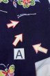 Photo14: O0826W Vintage Japanese kimono  Dark Indigo Blue KOMON dyed for women / Silk. Flower,   (Grade B) (14)