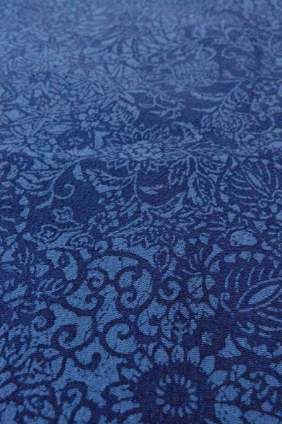 Photo8: O0826X Vintage Japanese kimono   Indigo Blue KOMON dyed for women / Silk. MOMIJI maple leaf,   (Grade B) (8)