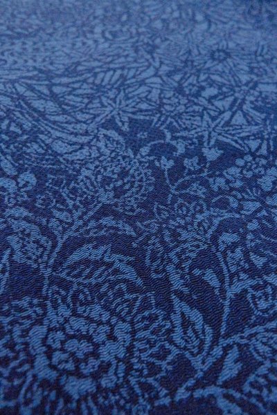 Photo9: O0826X Vintage Japanese kimono   Indigo Blue KOMON dyed for women / Silk. MOMIJI maple leaf,   (Grade B) (9)