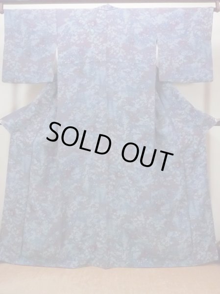 Photo2: Mint O0826Z Vintage Japanese kimono  Grayish Purple KOMON dyed for women / Silk. Peony,   (Grade A) (2)