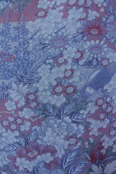 Photo5: Mint O0826Z Vintage Japanese kimono  Grayish Purple KOMON dyed for women / Silk. Peony,   (Grade A) (5)