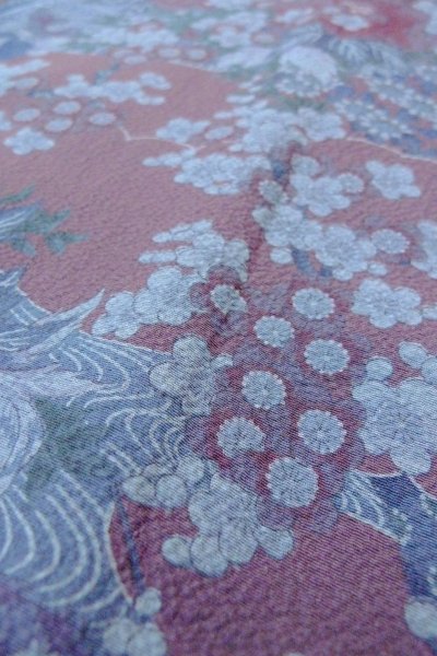Photo8: Mint O0826Z Vintage Japanese kimono  Grayish Purple KOMON dyed for women / Silk. Peony,   (Grade A) (8)