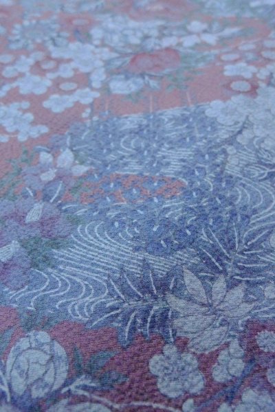 Photo9: Mint O0826Z Vintage Japanese kimono  Grayish Purple KOMON dyed for women / Silk. Peony,   (Grade A) (9)