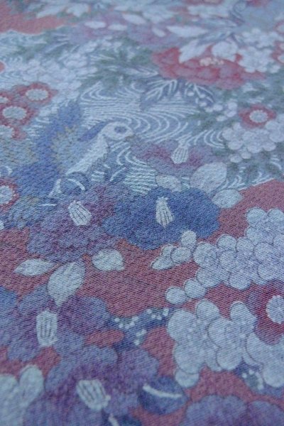 Photo10: Mint O0826Z Vintage Japanese kimono  Grayish Purple KOMON dyed for women / Silk. Peony,   (Grade A) (10)