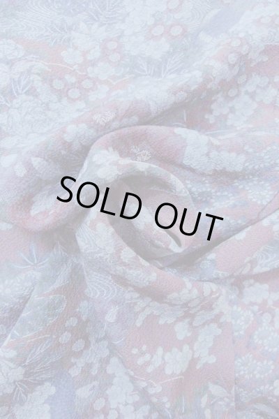 Photo12: Mint O0826Z Vintage Japanese kimono  Grayish Purple KOMON dyed for women / Silk. Peony,   (Grade A) (12)