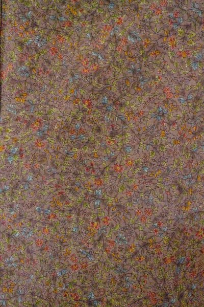Photo3: Mint O0827A Used Japanese kimono   Brown KOMON dyed for women / Silk. Flower,   (Grade A) (3)
