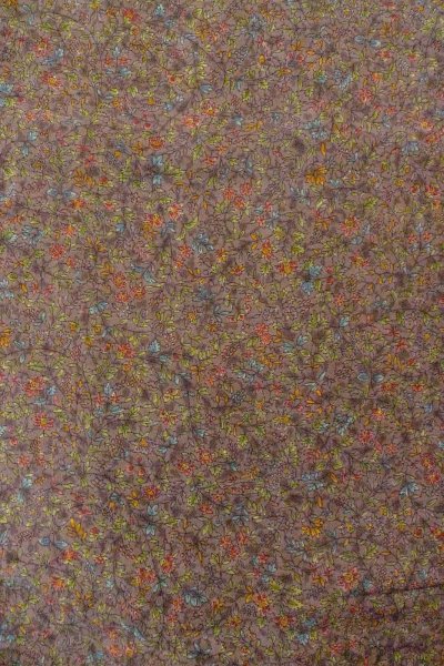 Photo4: Mint O0827A Used Japanese kimono   Brown KOMON dyed for women / Silk. Flower,   (Grade A) (4)