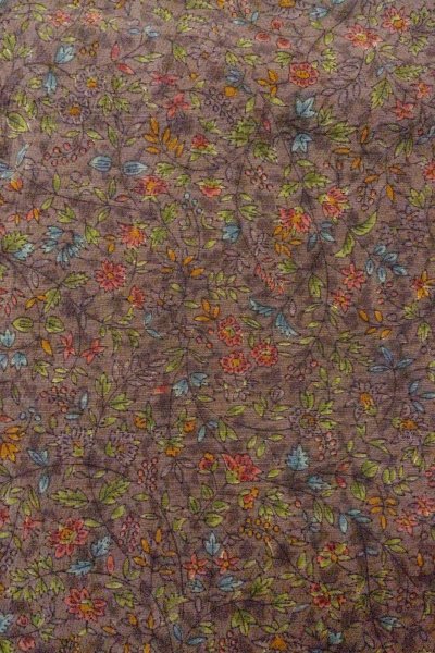 Photo5: Mint O0827A Used Japanese kimono   Brown KOMON dyed for women / Silk. Flower,   (Grade A) (5)
