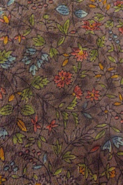 Photo7: Mint O0827A Used Japanese kimono   Brown KOMON dyed for women / Silk. Flower,   (Grade A) (7)