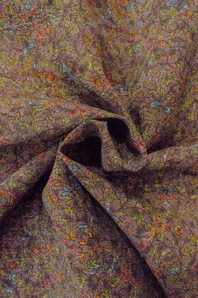 Photo11: Mint O0827A Used Japanese kimono   Brown KOMON dyed for women / Silk. Flower,   (Grade A) (11)