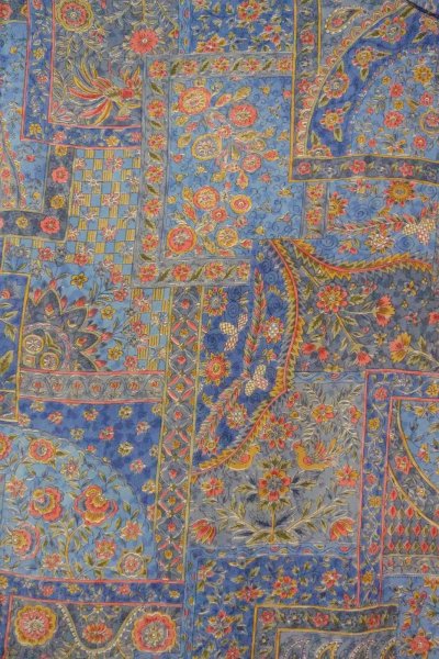 Photo3: Mint O0827B Used Japanese kimono  Grayish Light Blue KOMON dyed for women / Silk. Chinese flower,   (Grade A) (3)