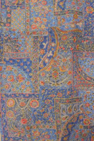 Photo4: Mint O0827B Used Japanese kimono  Grayish Light Blue KOMON dyed for women / Silk. Chinese flower,   (Grade A) (4)