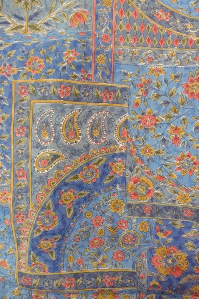 Photo5: Mint O0827B Used Japanese kimono  Grayish Light Blue KOMON dyed for women / Silk. Chinese flower,   (Grade A) (5)