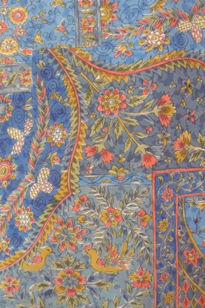 Photo7: Mint O0827B Used Japanese kimono  Grayish Light Blue KOMON dyed for women / Silk. Chinese flower,   (Grade A) (7)