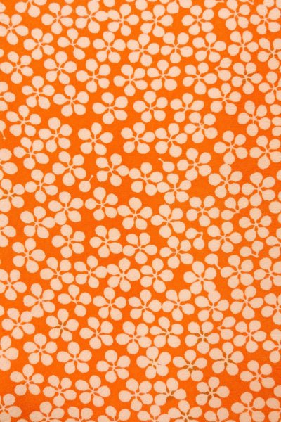 Photo5: O0827C Used Japanese kimono  Pale Orange KOMON dyed for women / Silk. Flower   (Grade B) (5)