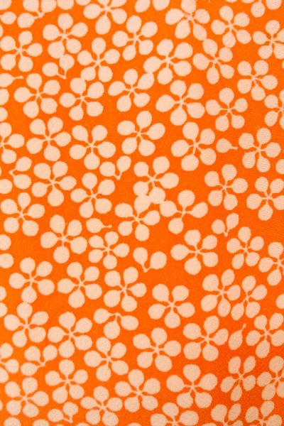 Photo6: O0827C Used Japanese kimono  Pale Orange KOMON dyed for women / Silk. Flower   (Grade B) (6)