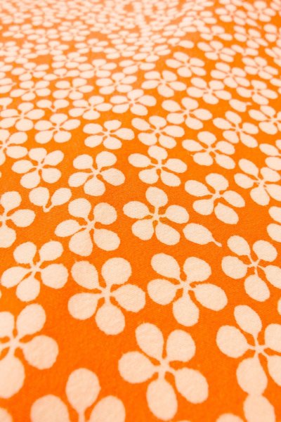 Photo8: O0827C Used Japanese kimono  Pale Orange KOMON dyed for women / Silk. Flower   (Grade B) (8)