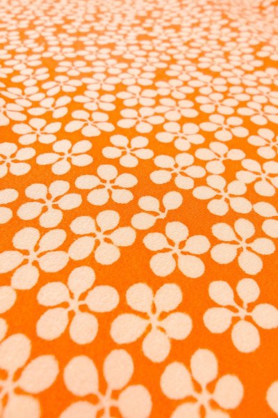 Photo10: O0827C Used Japanese kimono  Pale Orange KOMON dyed for women / Silk. Flower   (Grade B) (10)