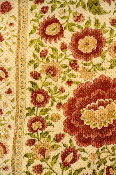 Photo3: Mint O0827D Used Japanese kimono   Ivory KOMON dyed for women / Silk. Chinese flower,   (Grade A) (3)