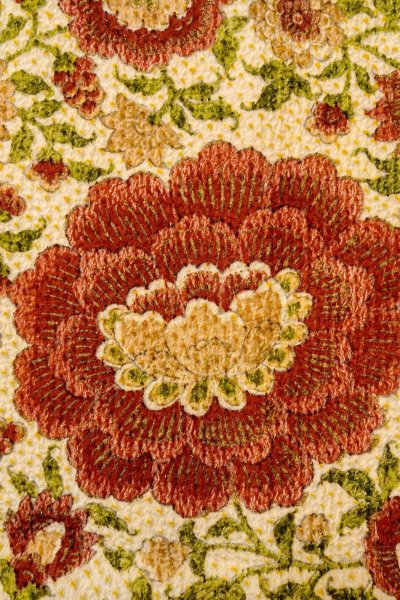 Photo5: Mint O0827D Used Japanese kimono   Ivory KOMON dyed for women / Silk. Chinese flower,   (Grade A) (5)