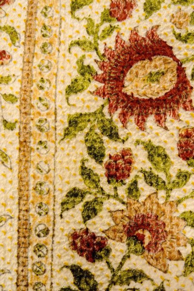 Photo6: Mint O0827D Used Japanese kimono   Ivory KOMON dyed for women / Silk. Chinese flower,   (Grade A) (6)