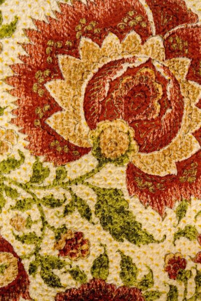 Photo7: Mint O0827D Used Japanese kimono   Ivory KOMON dyed for women / Silk. Chinese flower,   (Grade A) (7)